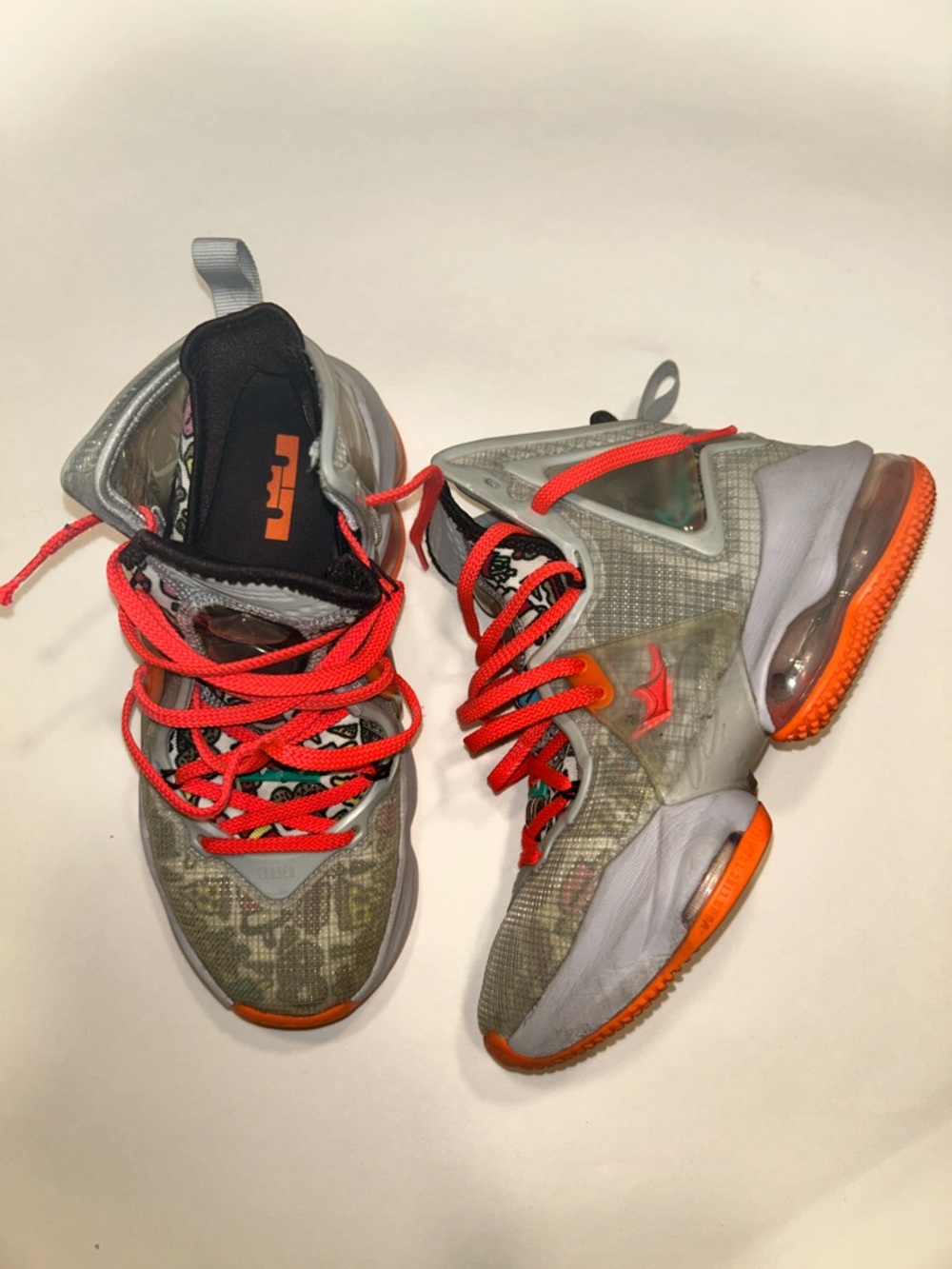 Nike LeBron Kids' Basketball Shoes in Gray and Bright Orange